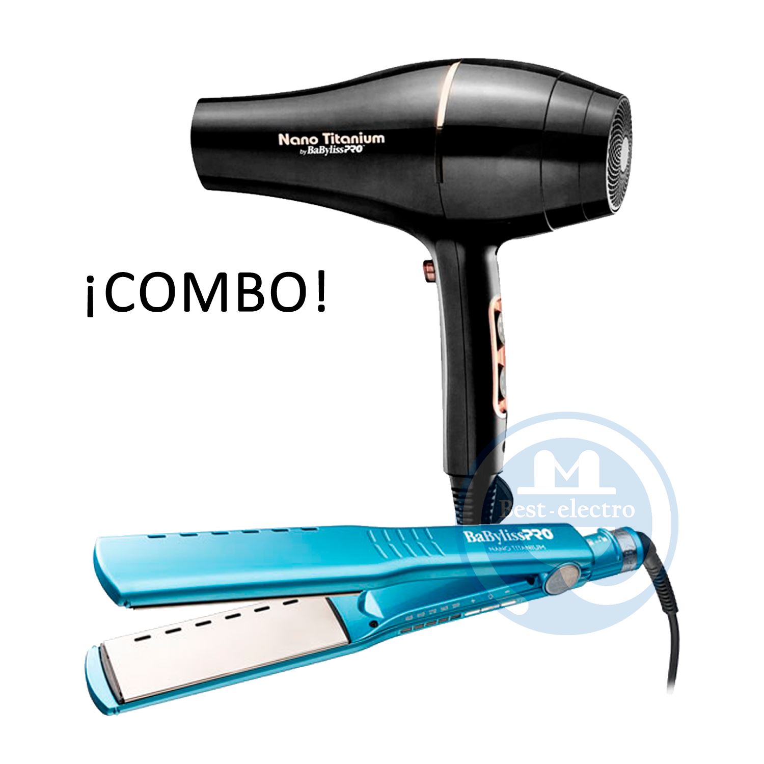 Combo BabylissPro Alisadora BNT4093TPE y Secador Rose Gold Black